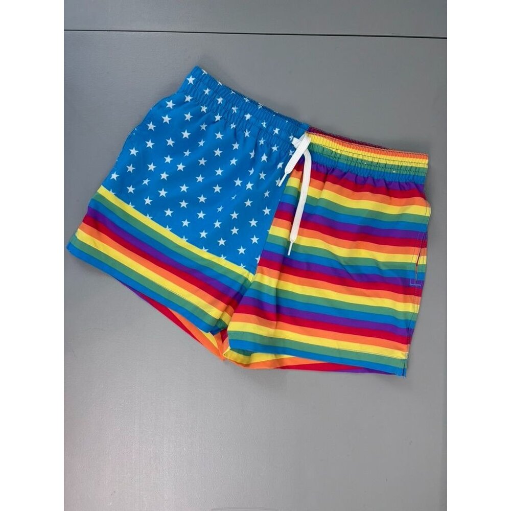 Chubbie's love is love pride american flag mesh lined swim trunks 3"‎ inseam